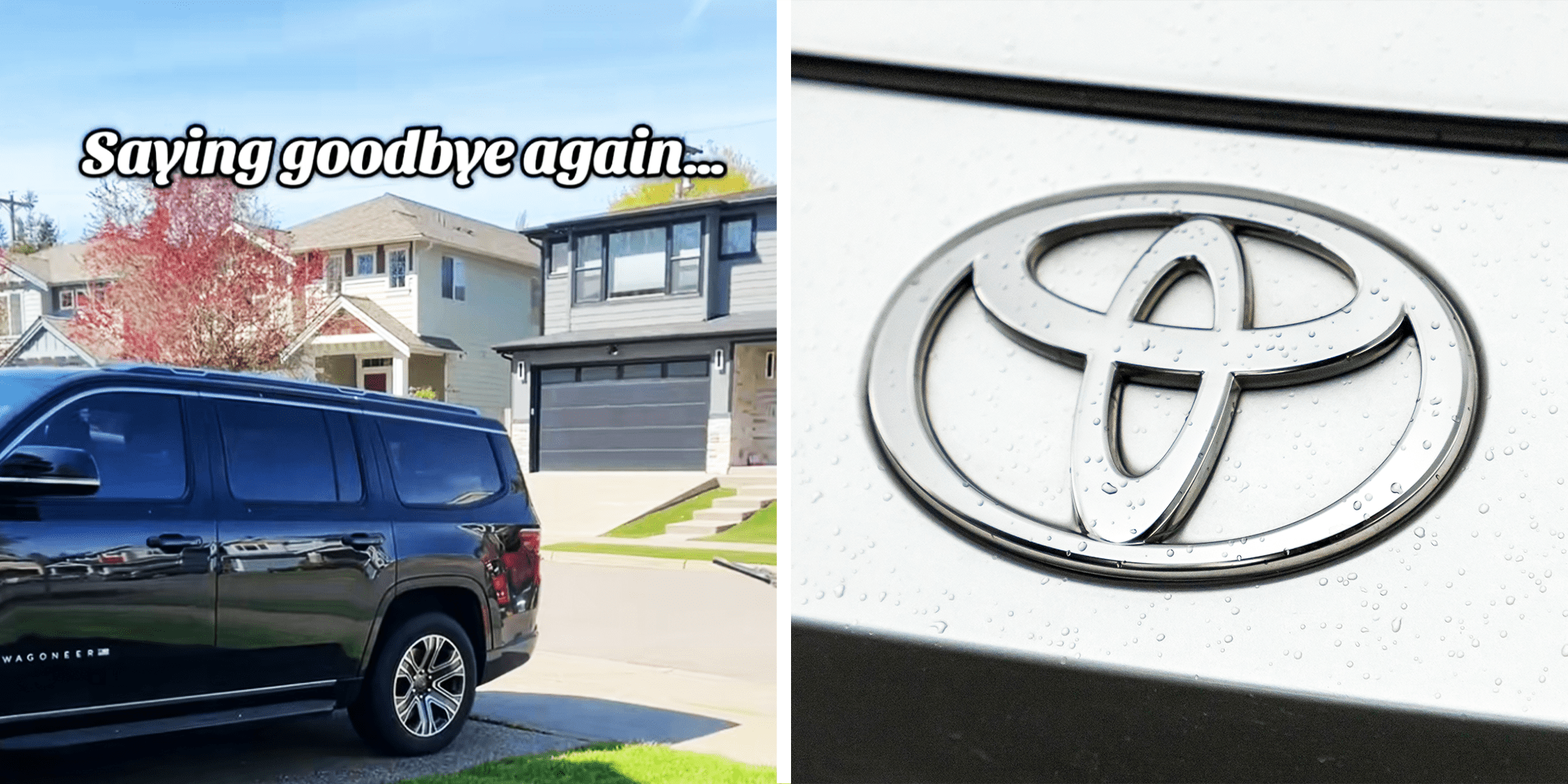 car parked in the Suburban Neighborhood, and a Toyota Logo.