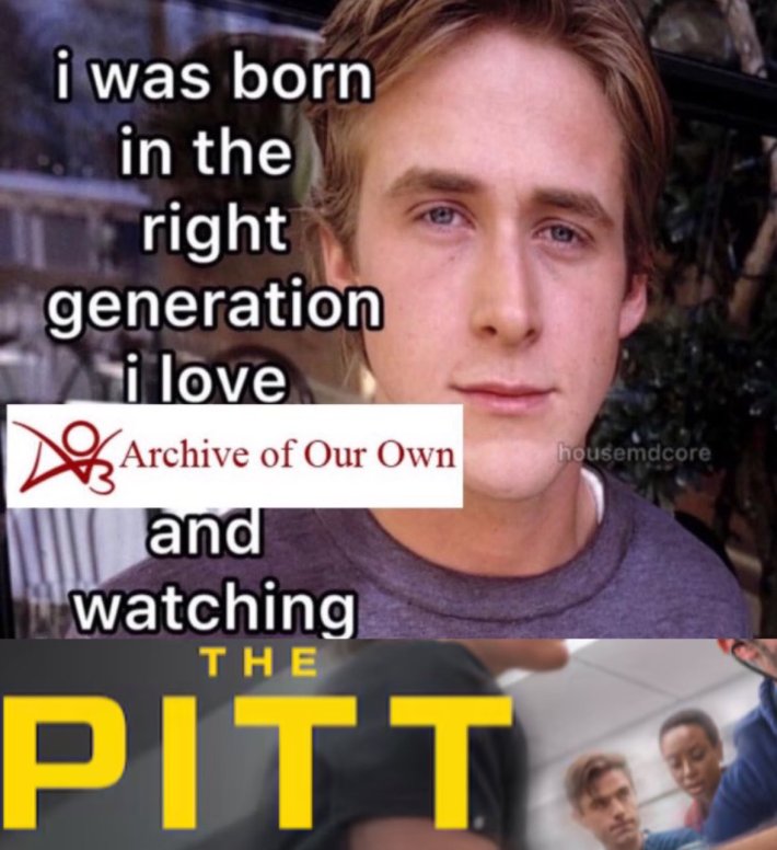 "I was born in the right generation" meme with The Pitt's logo.