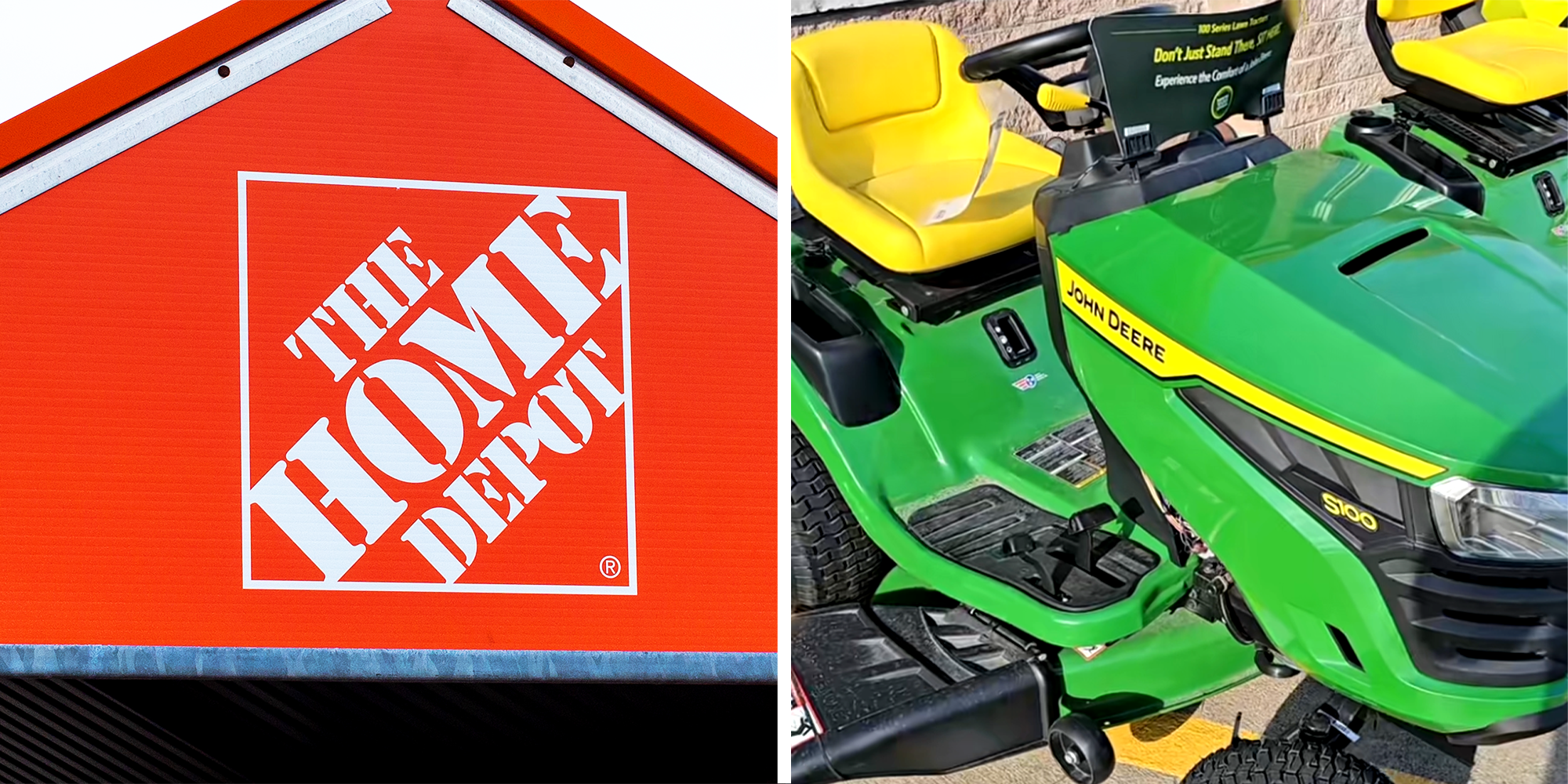 Home Depot Store, Green and yellow lawn mower