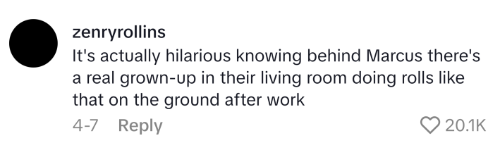 TikTok comment about Marcus the Worm.