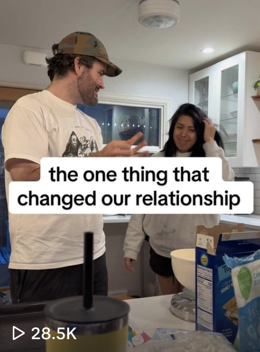 A Tik Tok with the title "The one thign that changed our relationship"