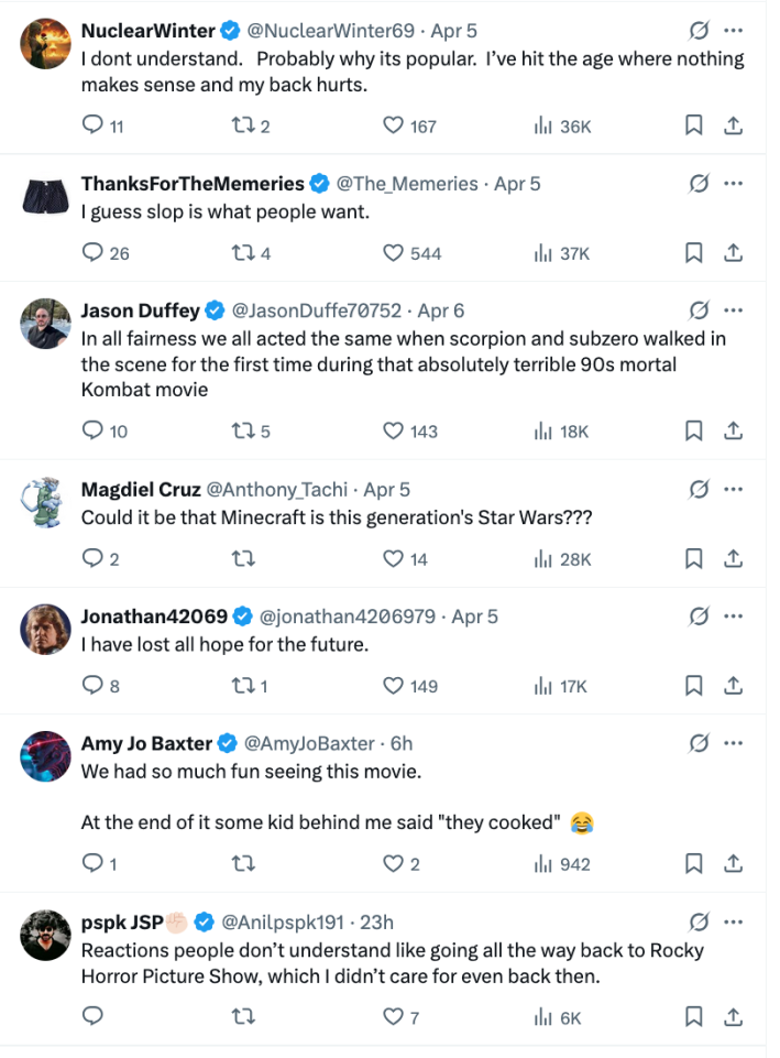 negative reactions to Chicken Robot scene in Minecraft movie