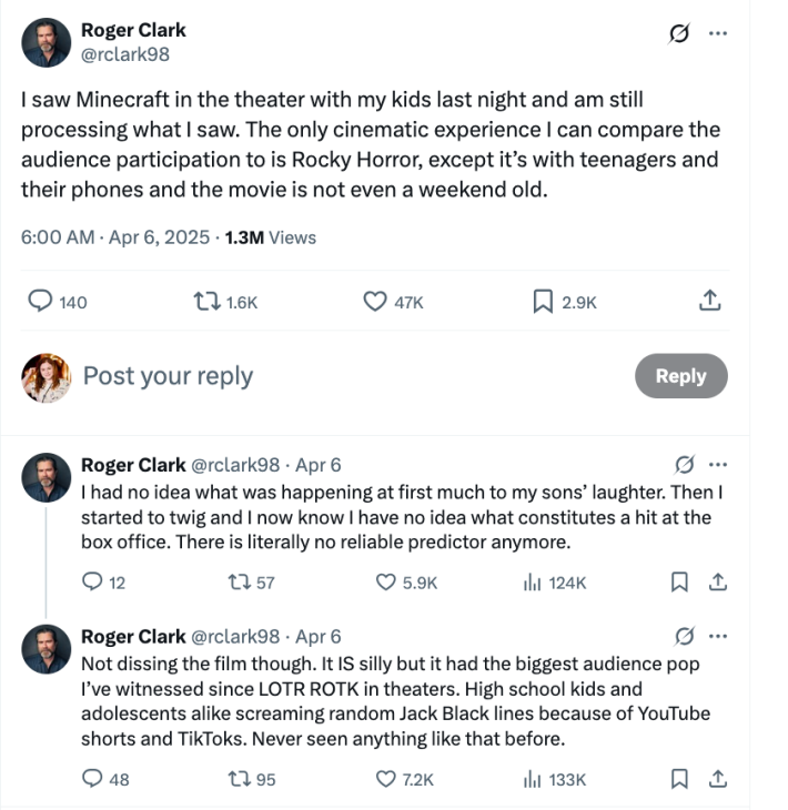 An X reaction and thread to Chicken jockey