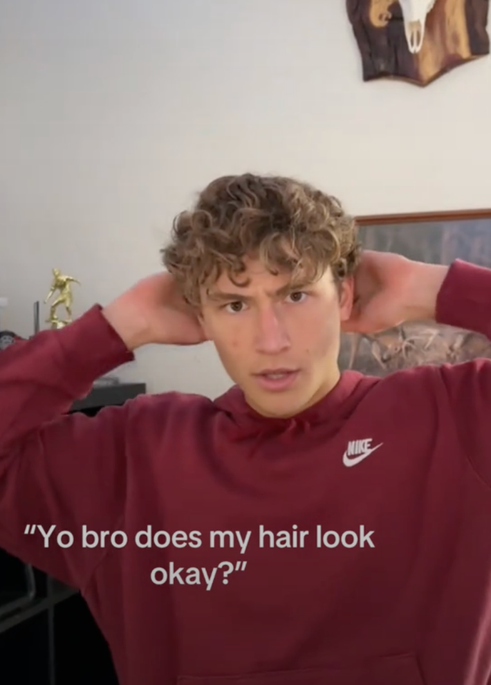 Beginning of "bro does my hair look good" video