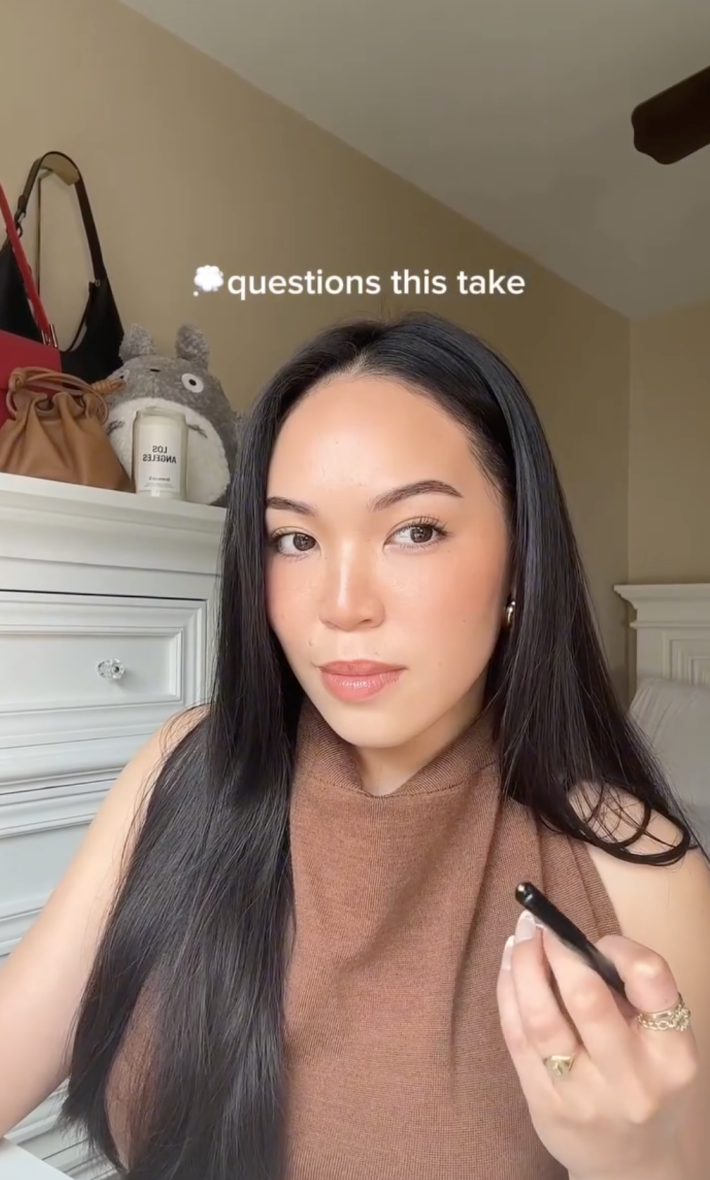 Video of creator showing her thinking on a past take