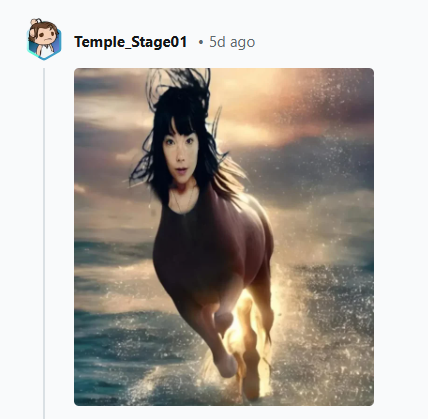 Screenshot from a Reddit post discussing bjork horse meme