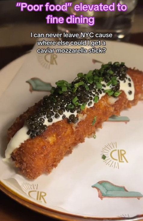 Screenshot from a TikTok post discussing food in fashion status symbol