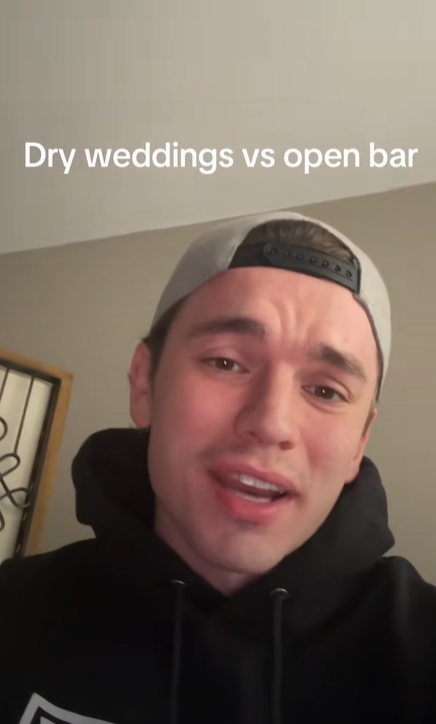 Screenshot of a TikTok video discussing gen z dry weddings