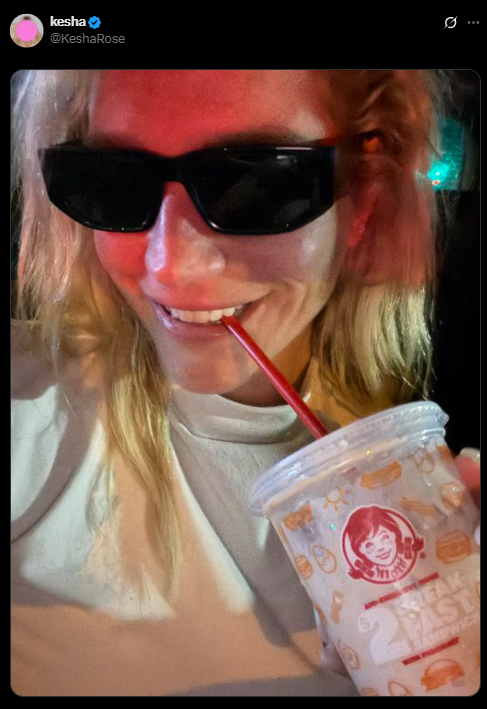 Screenshot from an X post discussing katy perry wendy's kesha