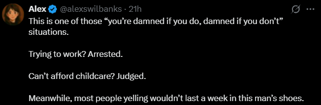 Screenshot from an X post discussing mcdonalds babysitting arrest