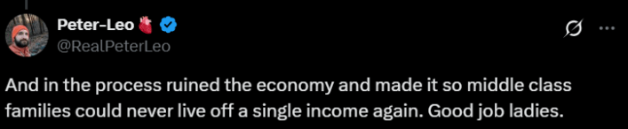 Screenshot from an X post discussing women fought for cubicles