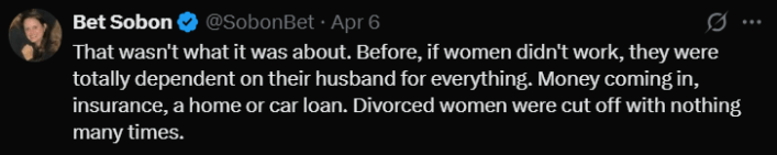 Screenshot from an X post discussing women fought for cubicles