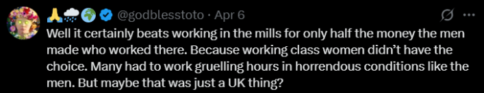 Screenshot from an X post discussing women fought for cubicles