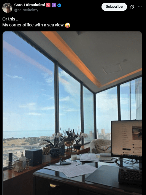 Screenshot from an X post discussing women fought for cubicles