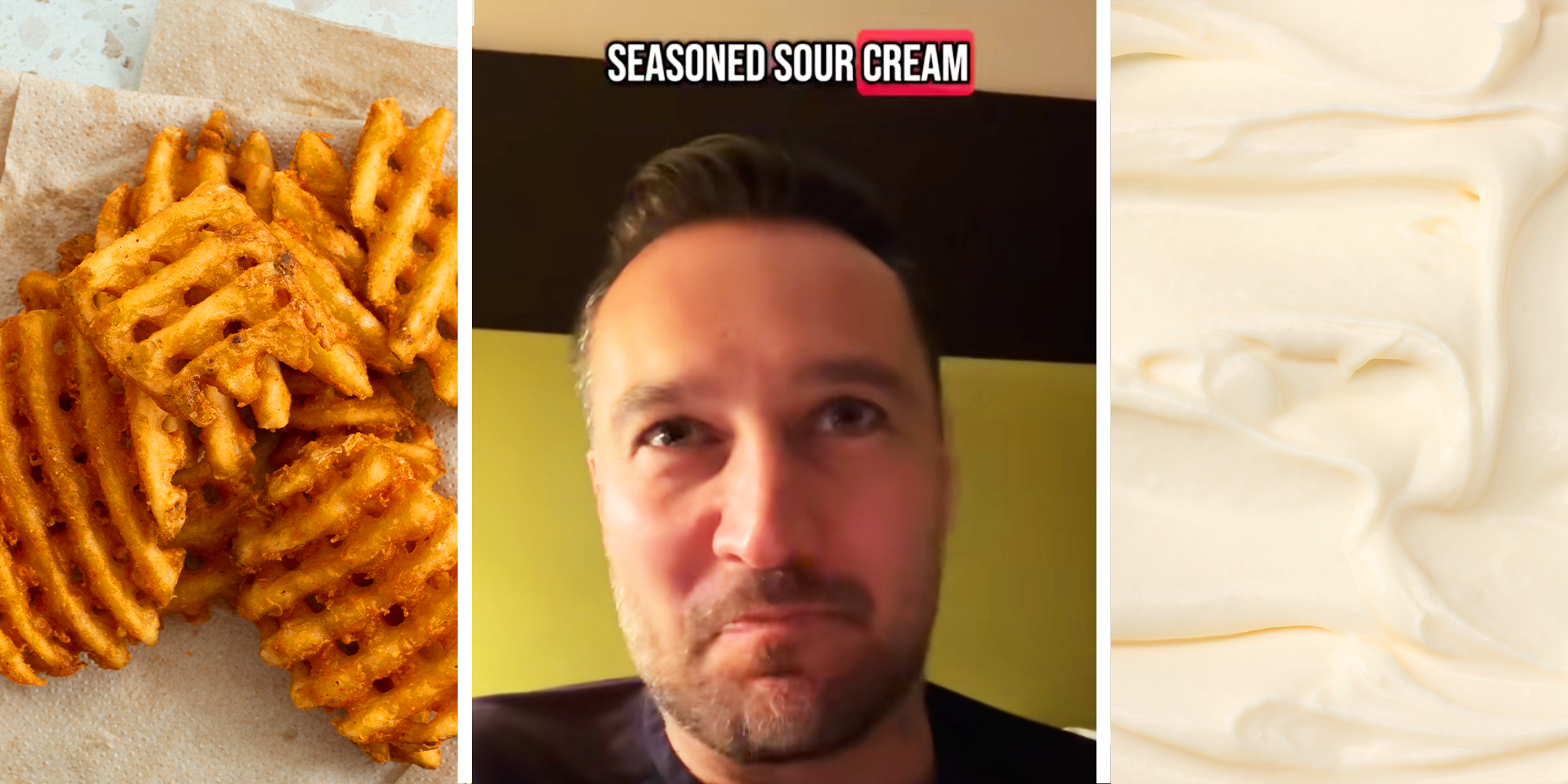 Men from the midwest wants seasoned sour cream for his waffle fries and sour cream, but people don't know what he's talking about