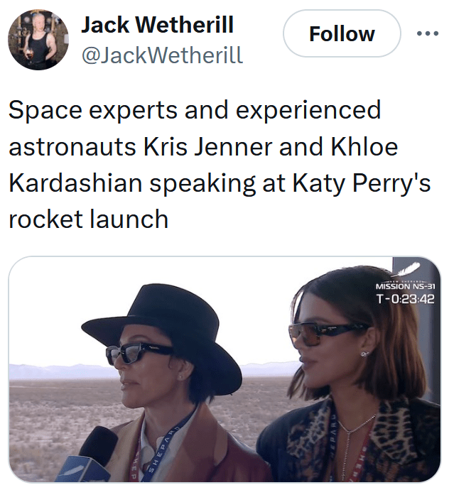 Meme about Kris Jenner and Khloe Kardashian being space experts.