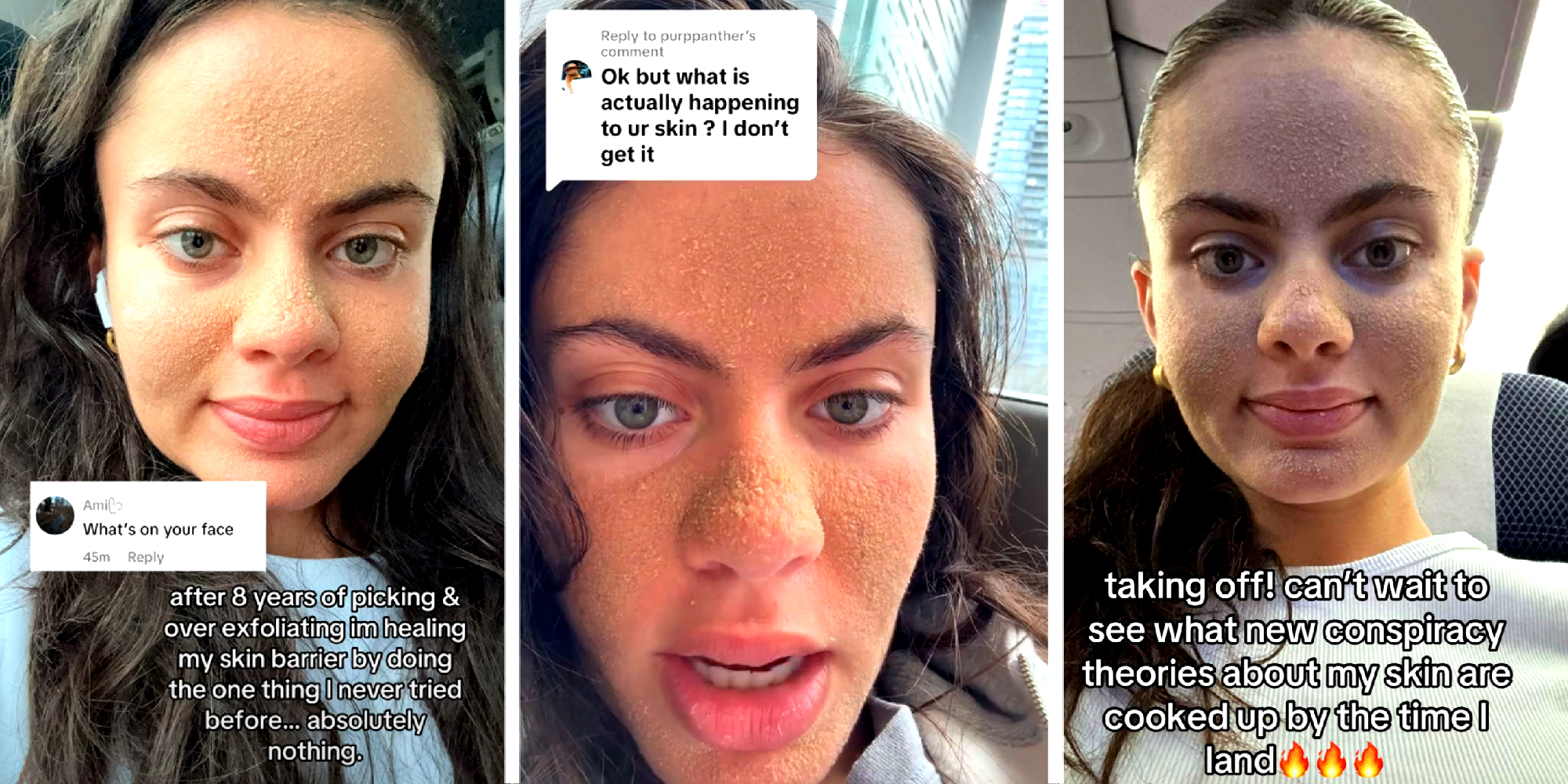 3 panel image of a person speaking to the camera from 3 different settings.