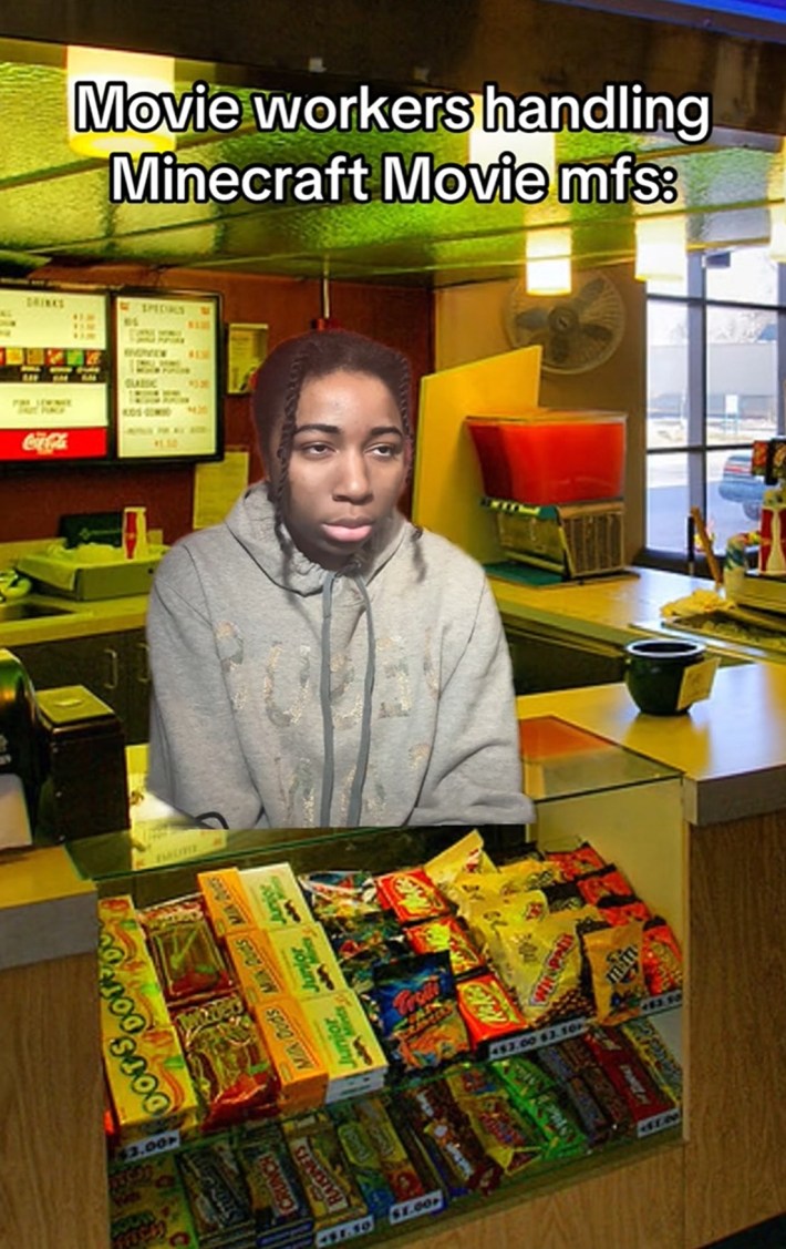 "movie workers handling Minecraft Movie mfs"