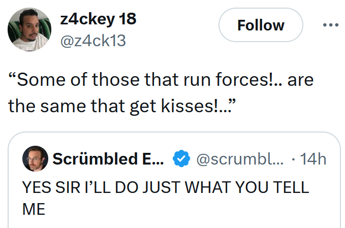 Tweet reading “Some of those that run forces!.. are the same that get kisses!…”