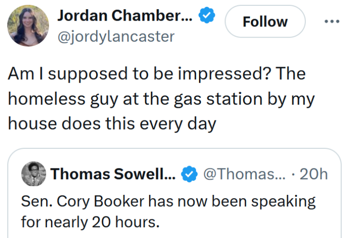 Tweet reading "Am I supposed to be impressed? The homeless guy at the gas station by my house does this every day"