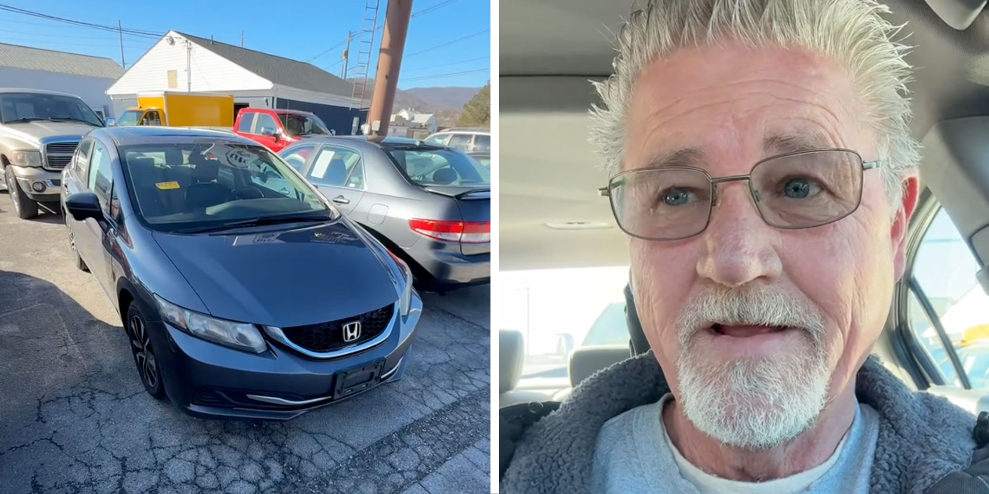 2 image split. Honda Civic, man