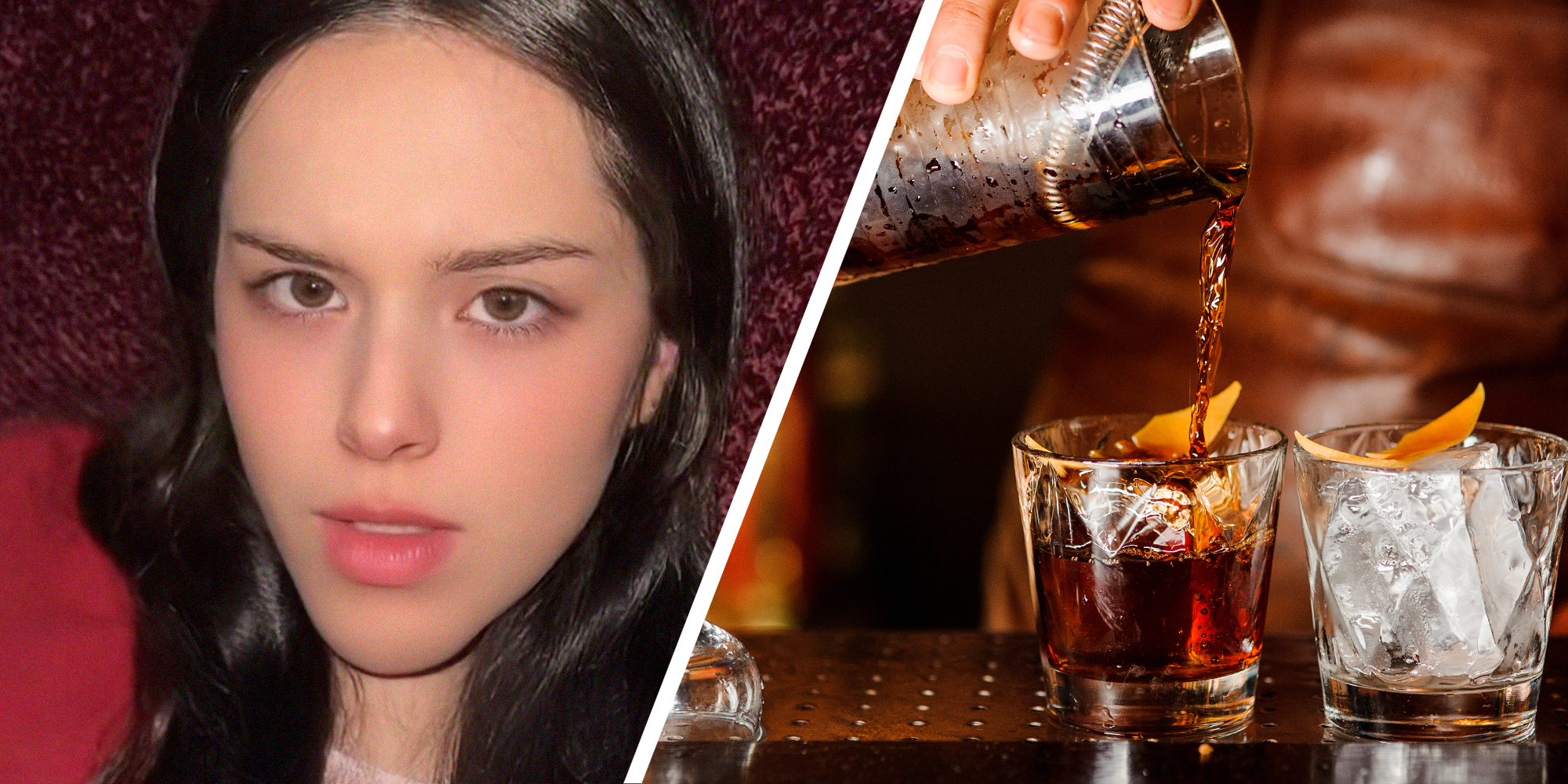 woman shares story of drink she purchased(r) Pouring Drink at bar(r)