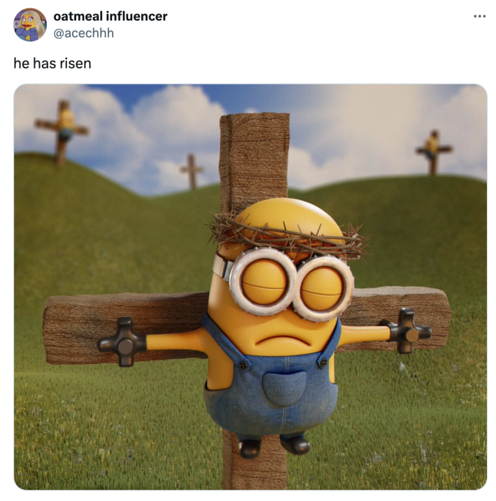 AI generated Minion on a cross.