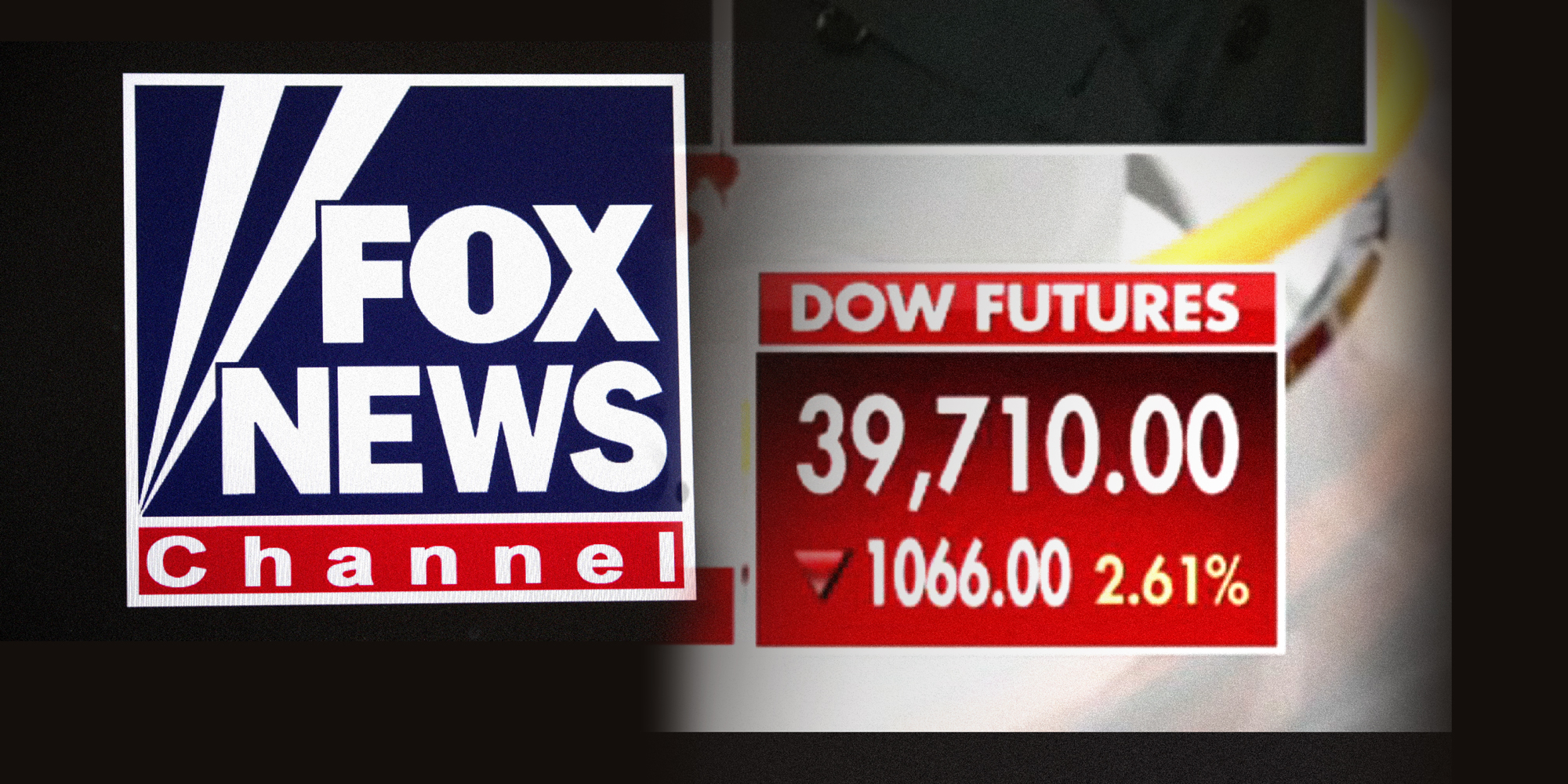 photo collage of the FOX News logo and their stock ticker.