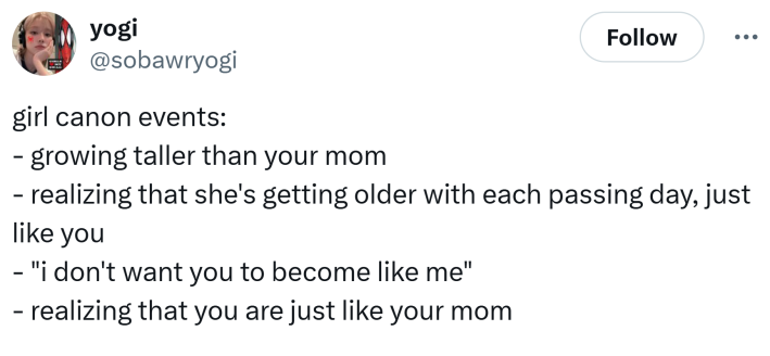 List of Girl Canon Events all about the bittersweet realization that your mother is only human.