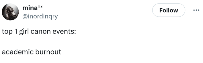 List of Girl Canon Events. List is simply academic burnout.