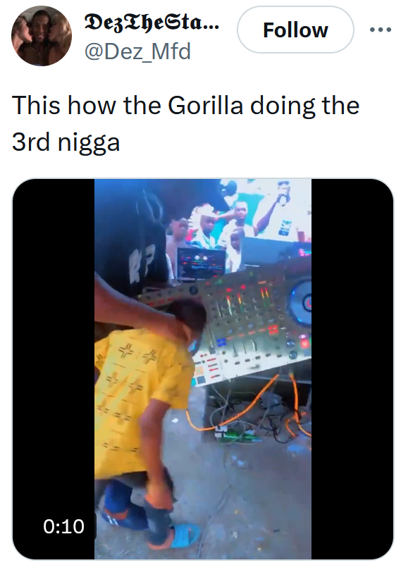 Gorilla vs 100 men meme with footage of a CJ scratching with a boy's face.