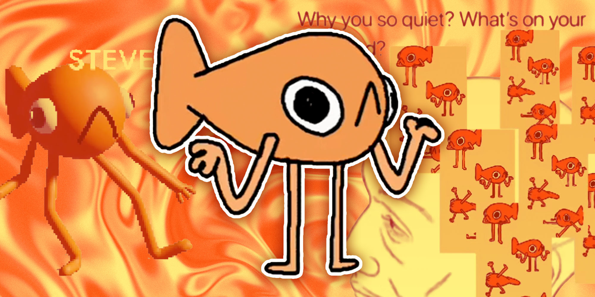 Screenshots of the character Le Poisson Steve from @leo.ako, @nonii.jj, and @vigzvigz.