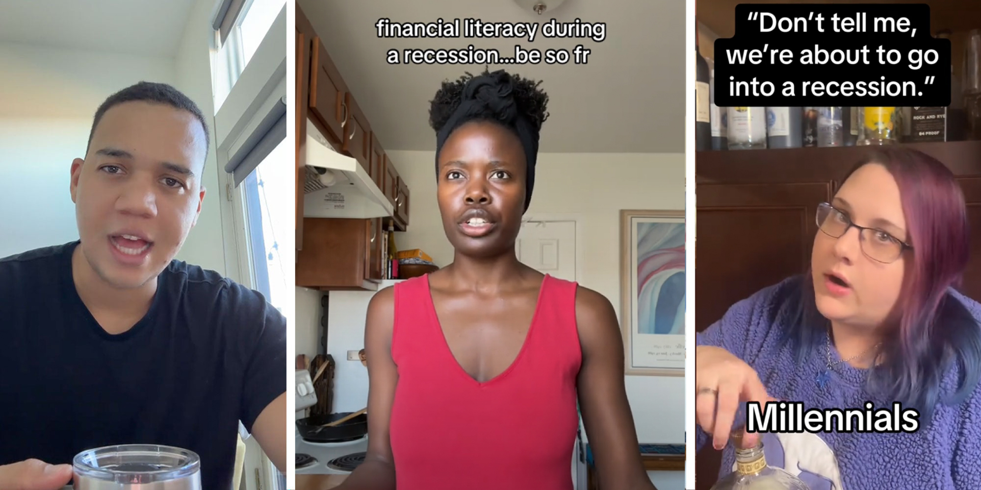 3 panel image: of people explaining.