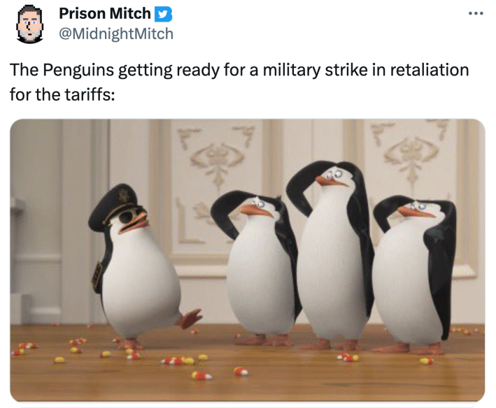 Penguin tariff meme