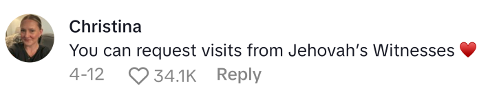 TikTok comment that reads, "