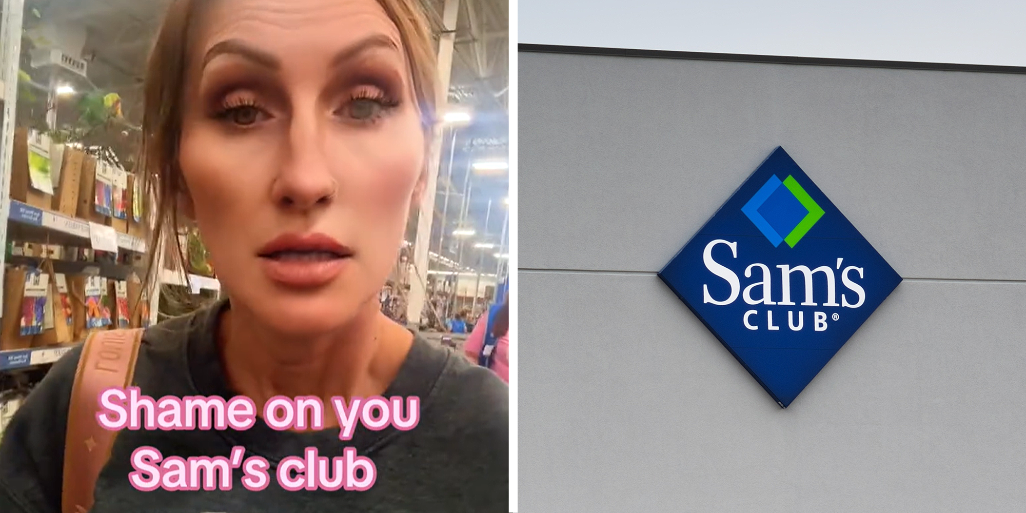 woman saying "shame on you sam's club"