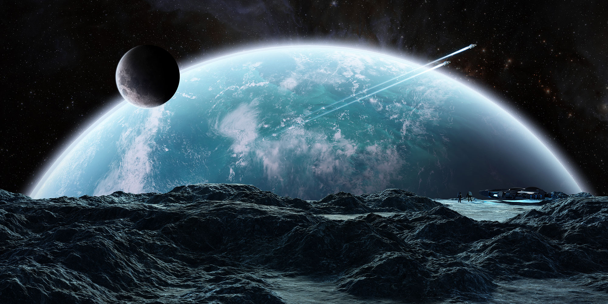 3D rendering of the surface of a planet.