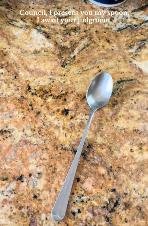 Spoontok spoon rating video showing a silver spoon with a long handle and small head.