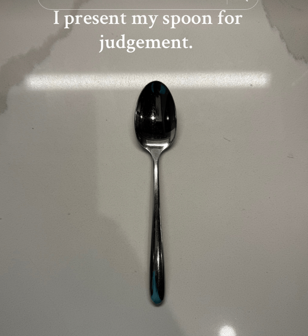 Spoontok spoon rating video showing a silver spoon with a with a flared handle and long head.