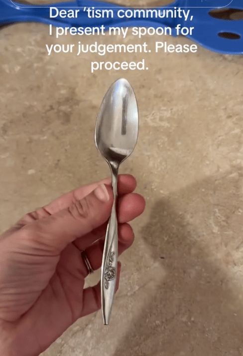 Spoontok spoon rating video showing a silver spoon with a flared handle.