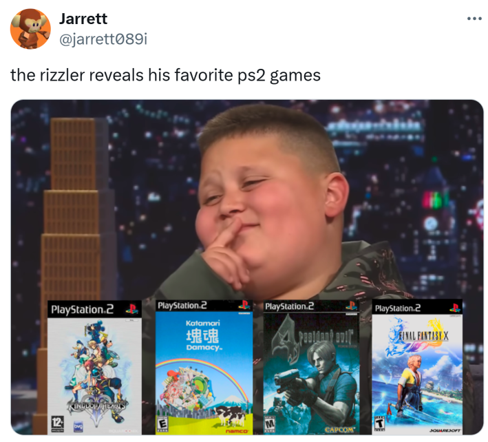 The Rizzler reveals his favorite PS2 games meme