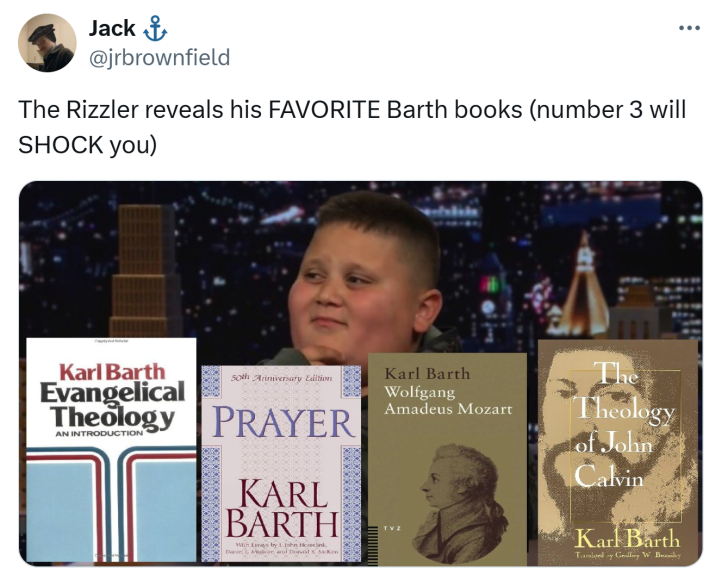 The Rizzler reveals his FAVORITE Barth books (number 3 will SHOCK you) meme.