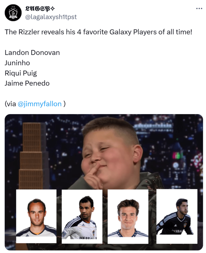 The Rizzler reveals his 4 favorite Galaxy Players of all time meme.