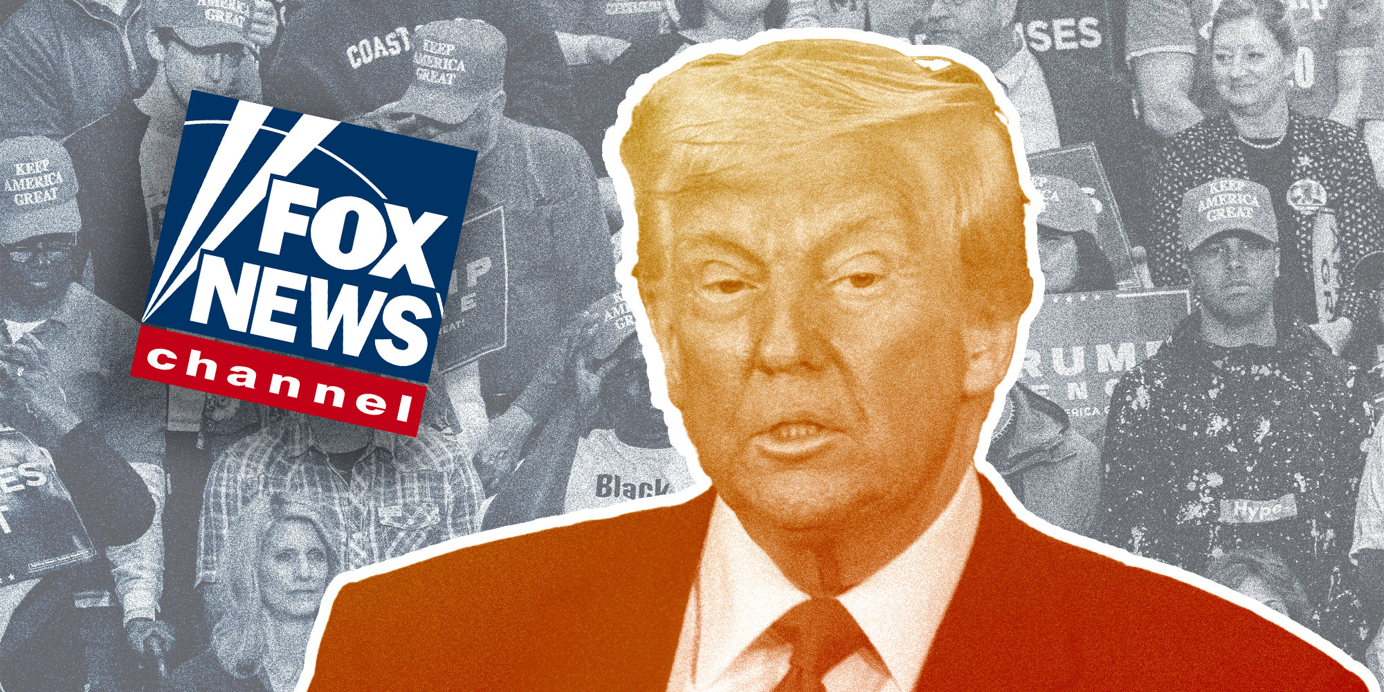 Collage of Trump, Maga, Fox News