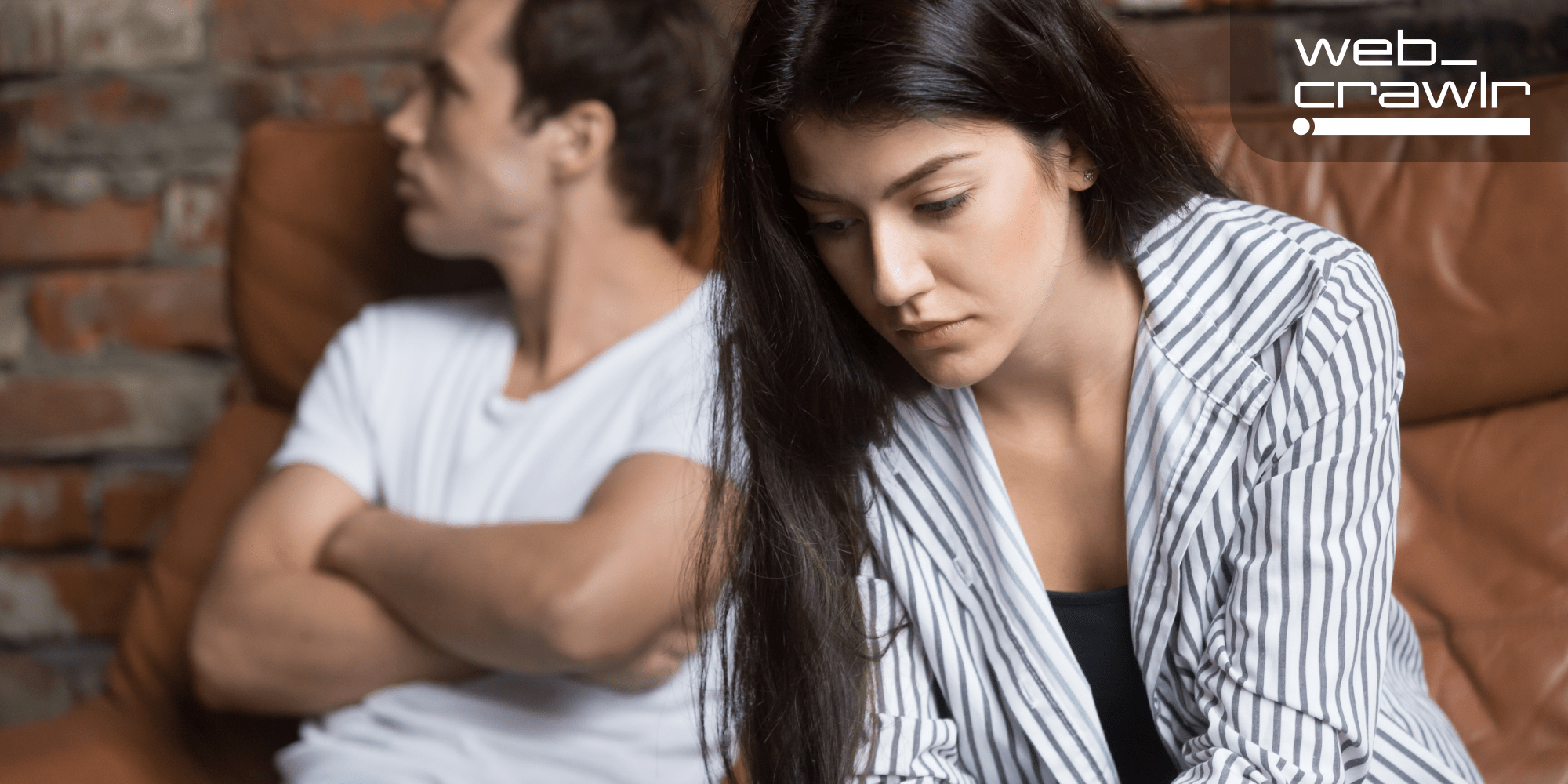 A man and a woman looking upset. The Daily Dot newsletter web_crawlr logo is in the top right corner.