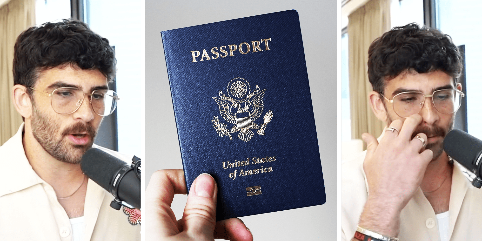 3 Panel Image, Hasan Piker and Passport