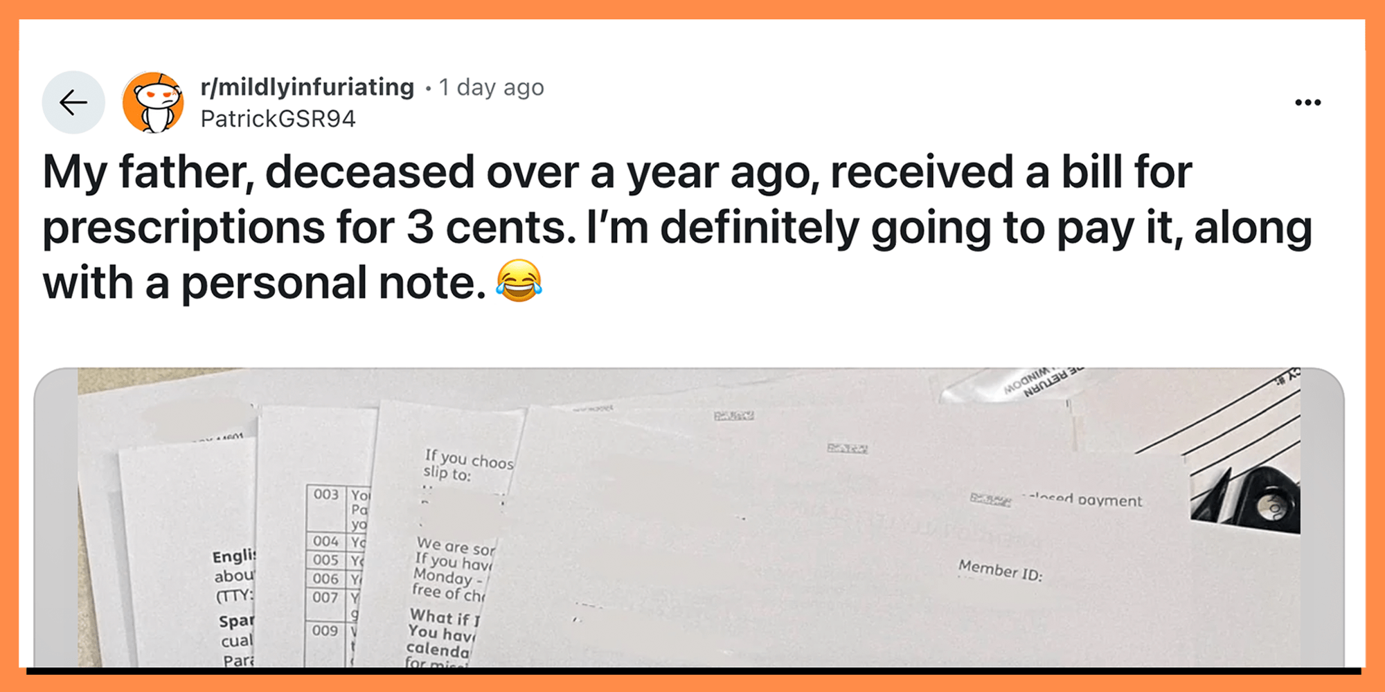 texts, with orange border and image