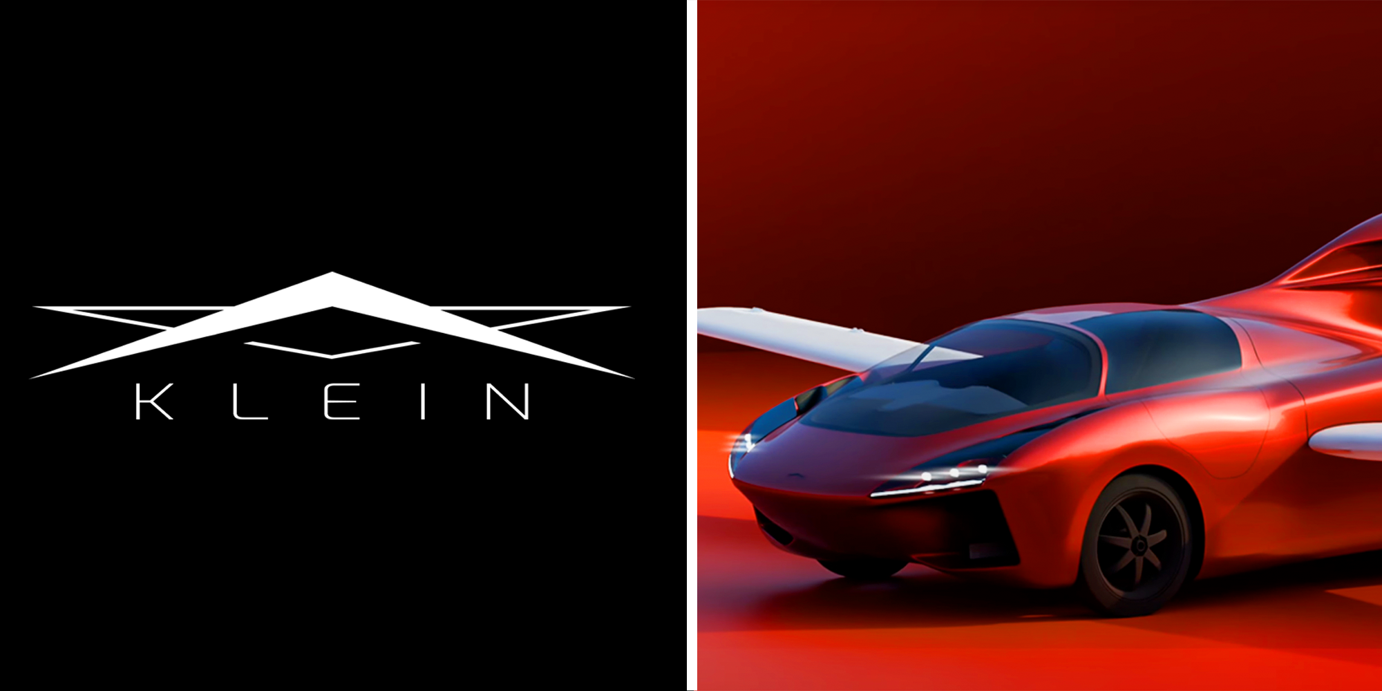 2 Panel Image, Klein logo and red flying car concept