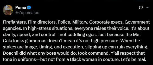 Screenshot from an X post of doechii met gala