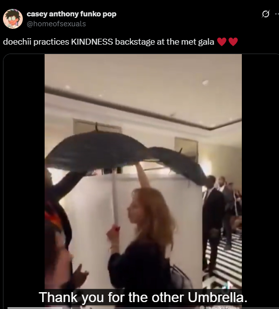 Screenshot from an X post of doechii met gala